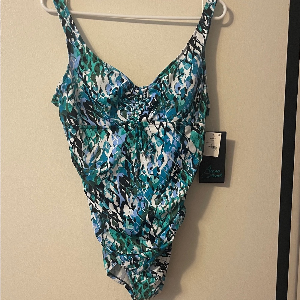 FINAL MARKDOWN Aqua Blue and Green Women’s One Piece Swimsuit